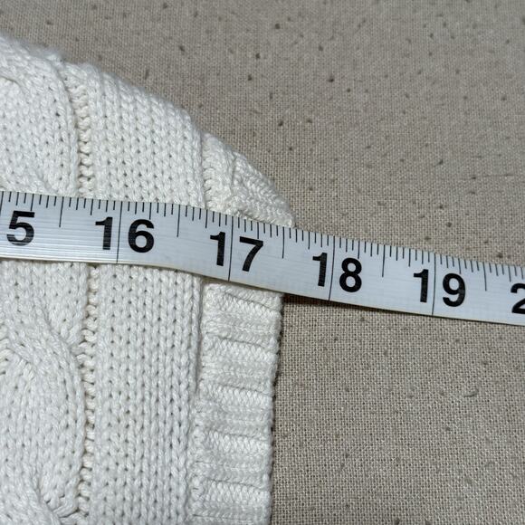 Vintage Tommy Hilfiger Sweater Vest Sz L White Cable Knit V Neck Preppy Academia - Picture 8 of 9